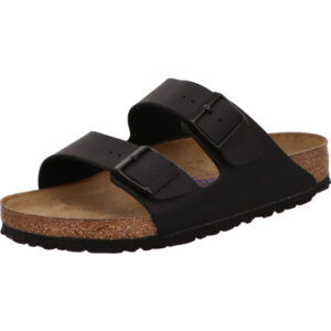 Birkenstock Arizona zwei Schnallen schwarz Material Birkoflor