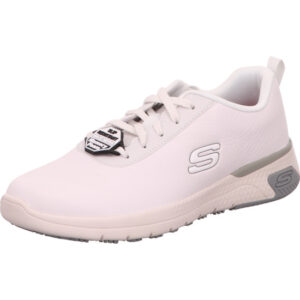 Skechers marsing Damen halbschuh leder komplett weiß Schnürer