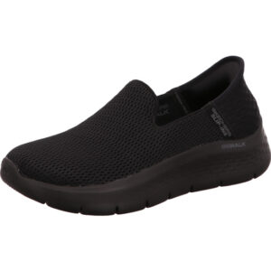 Skechers Damen Slipper komplett schwarz und stoff