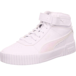 Puma Carina 2.0 Mid Hoher Damensneaker komplett weiß oben mit klett und weißer Sohle