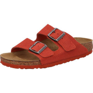 Birkenstock Arizona zwei Dornschnallen rot Velourleder mit Struktur