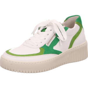 Gabor Sneaker Damen weiß/grün kombi mit weißer Sohle