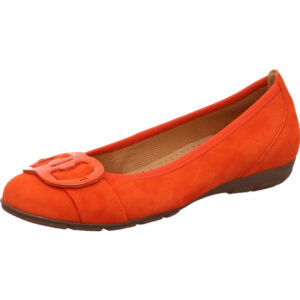 Gabor Ballerina Damen orange mit brauner Sohle und Schnalle