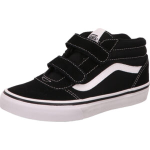 Vans Kinderschuh schwarz hoch mit zwei Klett und weißem Vans streifen