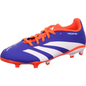 Adidas Predator Stollen Kinder Fußballschuh blau mit rot und weißen Streifen
