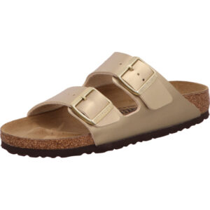 Birkenstock Arizona zwei Schnallen gold Material Birkoflor